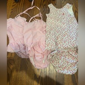 Pink and White swim suits and outfit